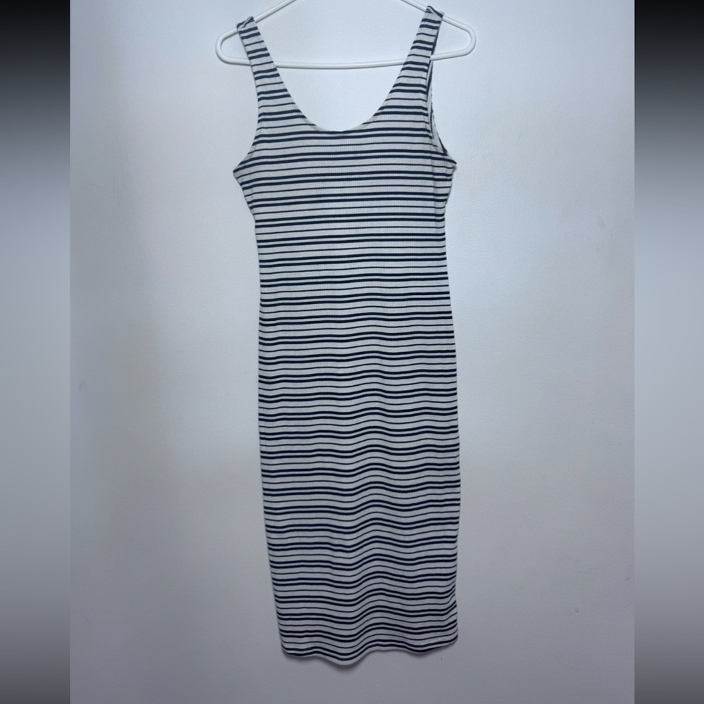 Primark Black and White Striped Mini Ribbed Dress